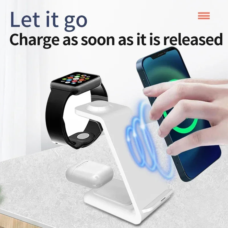 Fast 100W 3-in-1 Wireless Charger for iPhone & iWatch Fast Dock